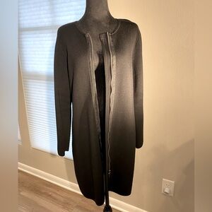 Talbots Merino Wool Sweater Jacket Dress Black Size Medium